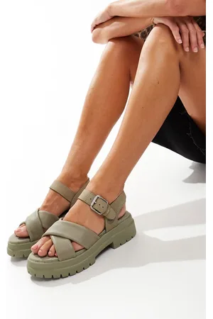 Timberland Sandalias color con correas cruzadas de cuero granulado London Vibe de -Beis neutro