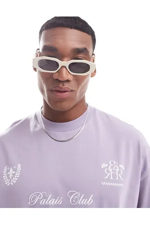 ASOS Gafas de sol con montura color en ángulo y lentes ahumadas de -Blanco