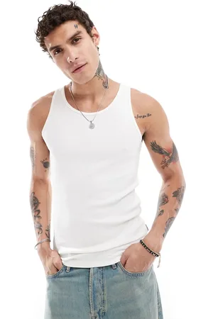 JACK & JONES Camiseta blanca de tirantes de canalé de -Blanco