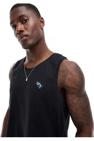 Threadbare Camiseta negra sin mangas con bordado Decks de