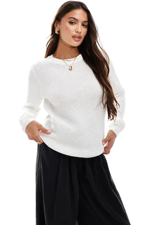VILA Jersey blanco de manga larga de punto texturizado de