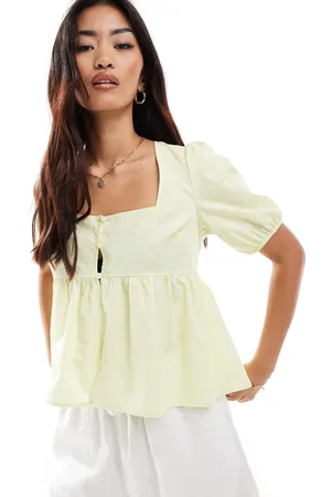 ASOS Blusa a con botones delanteros de popelina de -Amarillo