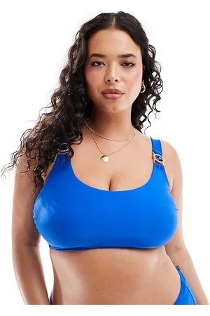 Yours Top de bikini azul con detalle de gemas de
