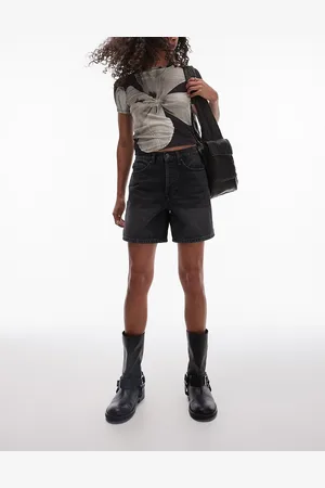 Topshop Pantalones cortos vaqueros con lavado negro Editor de