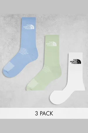 The North Face Pack de 3 pares de calcetines deportivos de color blanco, azul y verde con logo de