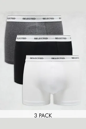 SELECTED Pack de 3 calzoncillos de color negro, y gris con cinturilla de