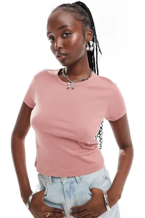 AllSaints Camiseta rosa rubor con diseño encogido Stevie de