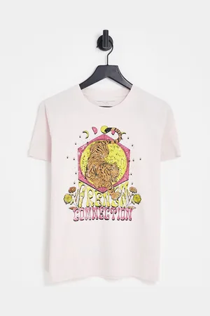 French Connection Camiseta holgada con estampado de tigre veraniego de algodón de - WHITE-Blanco