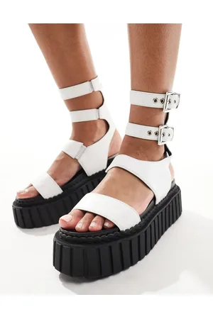 Lamoda Sandalias blancas con plataforma plana y hebilla Say Yes Tall de