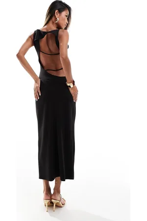 ASOS Vestido midi con cuello barco y tirantes en la espalda de punto roma de