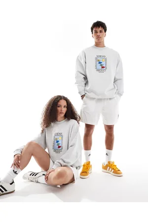 adidas Sudadera gris unisex con detalles bordados de
