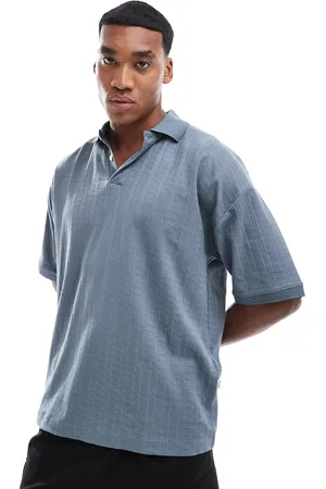 SELECTED Polo azul de corte cuadrado de jacquard de