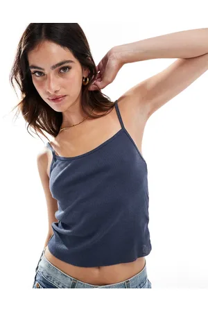 ASOS Camiseta azul marino de tirantes con bordes sin rematar de