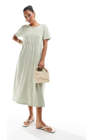 Threadbare Vestido midi salvia de punto liso de