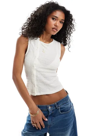 ASOS Chaleco blanco asimétrico de tejido texturizado de