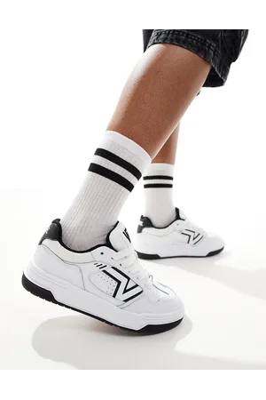 Vans Zapatillas de deporte blancas y negras con suela gruesa de cuero Upland de