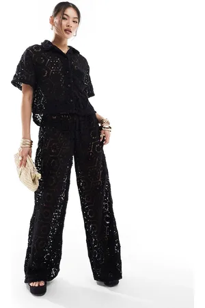 South Beach Pantalones playeros negros de croché de (parte de un conjunto)