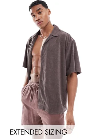 ASOS Camisa extragrande con cuello de solapas de tejido de rizo de