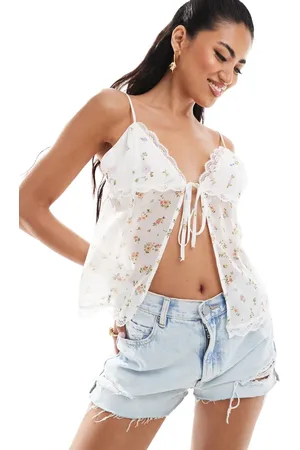 ASOS Top de tirantes estilo campero con estampado variado de florecitas de chifón de (parte de un conjunto)-Multicolor