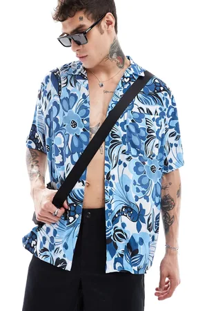 ASOS Camisa holgada con estampado floral pintado y cuello de solapas de