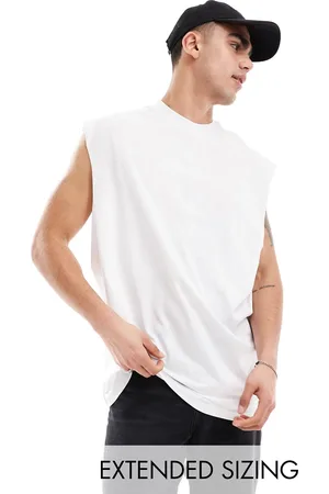 ASOS Camiseta blanca extragrande sin mangas con sisas caídas de
