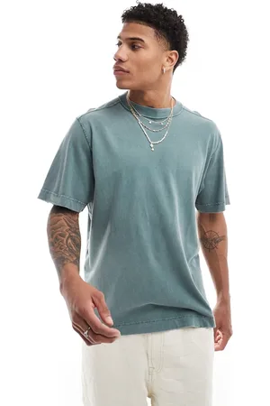 Abercrombie & Fitch Camiseta azul con lavado ácido efecto envejecido y desgastado de