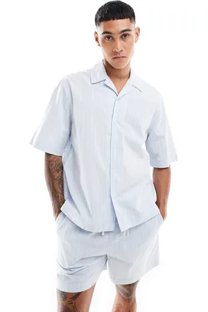 ASOS Camisa y blanca a rayas de corte cuadrado holgado con cuello de solapas de (parte de un conjunto)
