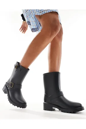 Glamorous Botas de agua negras de estilo motero de