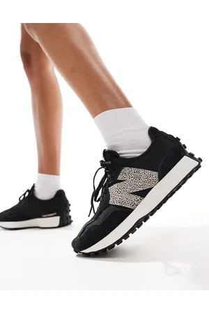 New Balance Zapatillas de deporte negras con estampado de leopardo 327 de