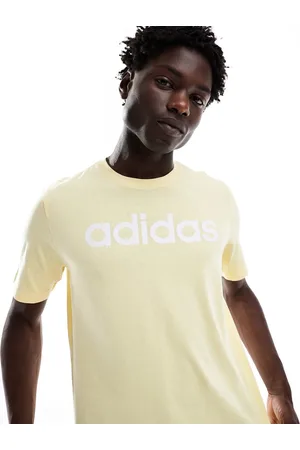 adidas Camiseta amarilla con logo lineal bordado de punto liso Essentials Single de -Amarillo