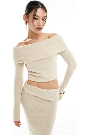 Simmi London Jersey con escote Bardot de punto mullido de SIMMI (parte de un conjunto)- neutro