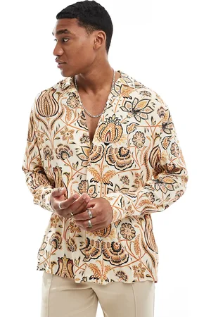 ASOS Camisa holgada con estampado floral ornamentado y cuello de solapas de -Multicolor