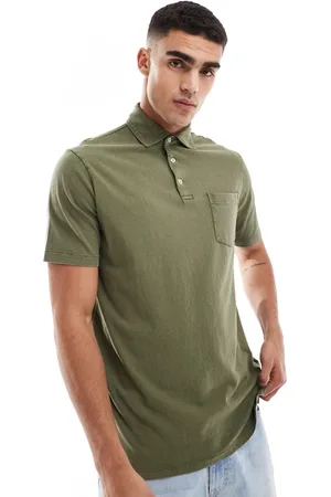 Ralph Lauren Polo de corte clásico extragrande con bolsillo de mezcla de algodón y lino de