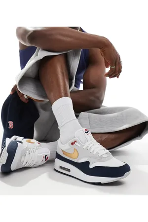 Nike Zapatillas de deporte blancas, azul marino y doradas Air Max 1 SC de