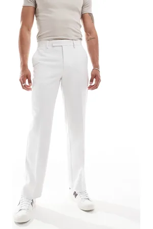 ASOS Pantalones de traje blancos de corte recto con textura gofrada de