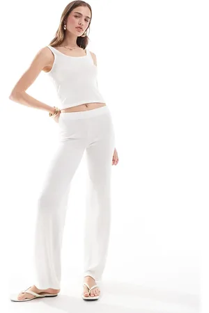 MANGO Pantalones blancos de punto ligero de (parte de un conjunto)