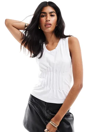 ASOS Camiseta blanca sin mangas con cintura ceñida de