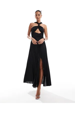ASOS Vestido midi con cuello halter y tirante entrelazado de