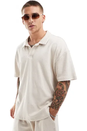 New Look Polo color extragrande texturizado de (parte de un conjunto)-Beis neutro