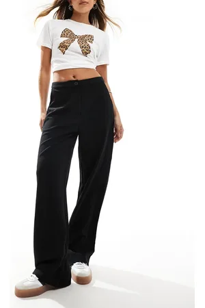 VILA Pantalones de vestir negros de pernera ancha de