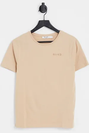 NA-KD Camiseta extragrande con logo estampado de algodón de - BEIGE- neutro