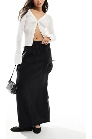 ASOS Falda larga negra de estilo cargo de