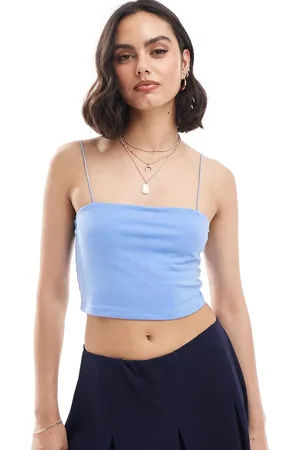 New Look Top azul de tirantes con escote palabra de honor de