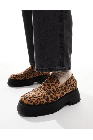 ASOS Mocasines con estampado de leopardo y suela gruesa de