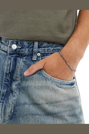ASOS Pulsera plateada de cadena barbada de acero inoxidable resistente al agua de
