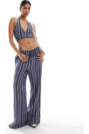 MANGO Pantalones morados de pernera recta con lazada en la cintura de (parte de un conjunto)