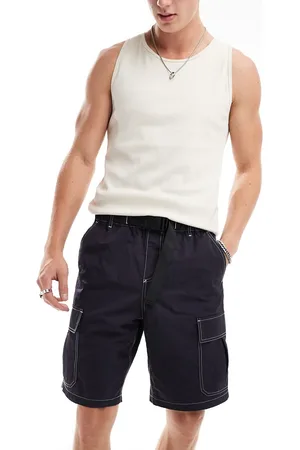 ASOS Pantalones cortos cargo azul marino con detalle de cinturón de -Gris