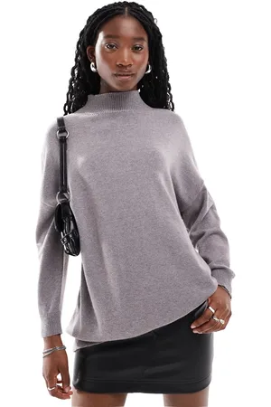 Glamorous Jersey marrón grisáceo holgado extragrande con cuello alto de punto de