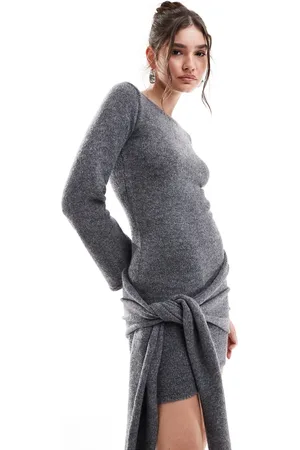 4th & Reckless Vestido corto estilo jersey con mangas anchas y detalle anudado de punto de