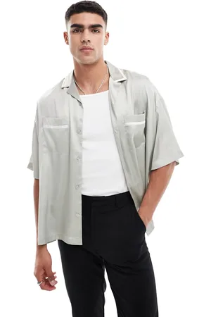 ASOS Camisa extragrande con detalle de ribetes blancos de satén de